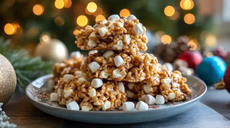 No Bake Avalanche Cookies with white chocolate, peanut butter, crispy rice cereal and marshmallows